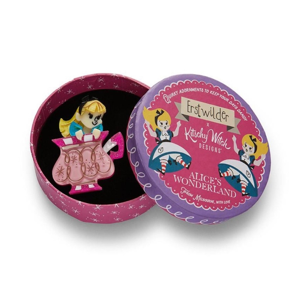 Alice’s Wonderland Tea Cup Brooch by Erstwilder - Picture 3 of 7